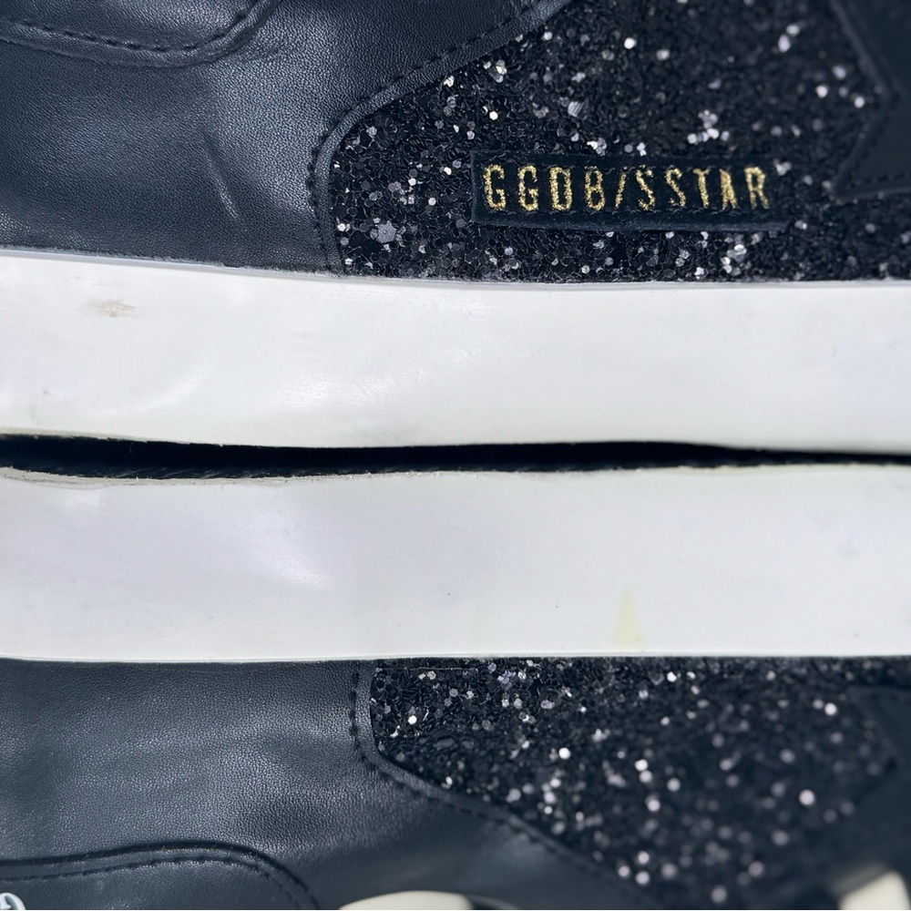 NWOT Limited Edition Golden Goose Black Nappa Superstar Glitter Star Shoes SZ 40 - Picture 15 of 16